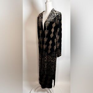 NWOT GEORGETTE TRABOLSI NEIMANS MARCUS VELVET OPEN FRONT LONG JACKET/ROBE SIZE L